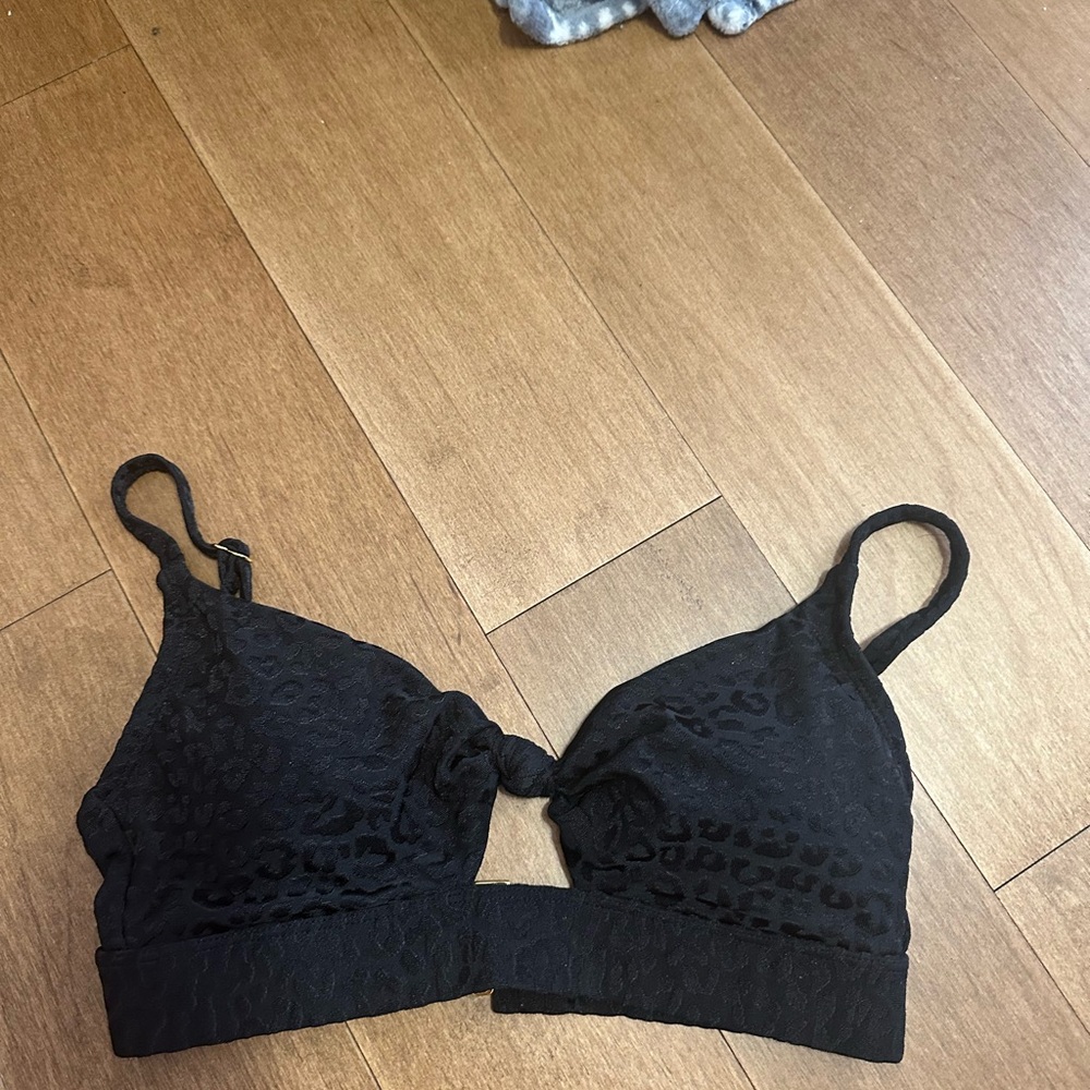 Black cheetah print bikini top